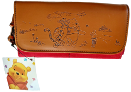 NWT Vintage Disney Winnie The Pooh Leather Wallet  rednew with tag - $25.15