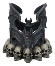 Gothic Cathedric Twin Bats On Graveyard of Skulls Candle Or Wine Bottle ... - £27.81 GBP
