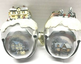 Thomas Kinkade Set of 2 Jingle Sleigh Bells ASHTON DRAKE Ornaments - £23.73 GBP