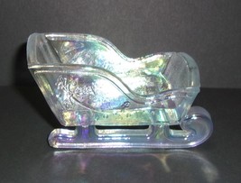 Mosser Glass Crystal Carnival Mini Christmas Sleigh for Reindeer Made In... - £15.46 GBP