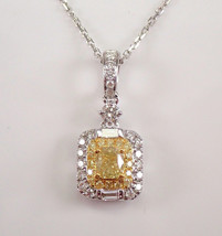 2.50Ct Cushion Lab Created Yellow Citrine Halo Pendant In 14K White Gold Finish - £88.92 GBP