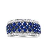 18K White Gold 3/8 Cttw Diamond and 2x2mm Princess Cut Blue Sapphire Fas... - $5,300.00