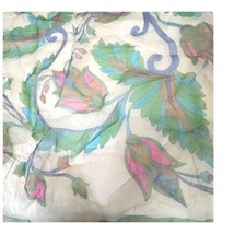 Floral Sheer Boho Chic Scarf 24” Square Thistle Spring Summer Lightweight Wrap - £12.31 GBP