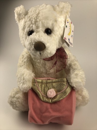 Zales Gund White Plush, Stuffed Teddy Bear With Bow, Pink Ring Purse and... - $15.90