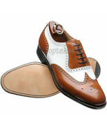 Handmade Men&#39;s leather spectators Two tone Oxfords custom made Shoes-829 - £164.18 GBP