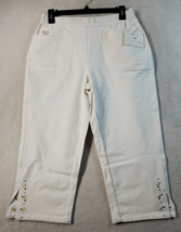 Quacker Factory Dream Jeans Capri Pants Womens Small White Pockets Elastic Waist - £20.62 GBP