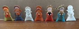 Mid Century Hand Painted Ceramic Christmas Angel Ornaments Set 7 Vintage... - $34.75