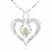 Authenticity Guarantee 
Angara Natural 5mm Opal Heart Pendant Necklace in Ste... - £416.37 GBP