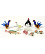 11 Miniature Glass Figurines Ducks Roosters Penguin Fish Pig - €20,26 EUR