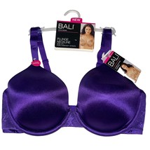 Bali Bra Underwire Purple Side Lift Floral Lace Back Smoothing Satin Des... - £27.51 GBP