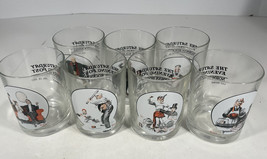 Lot of 7 Norman Rockwell The Saturday Evening Post Whiskey Bar Glasses Vintage - £27.04 GBP