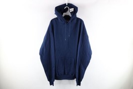 NOS Vintage 90s Streetwear Mens XL Blank Heavyweight Hoodie Sweatshirt Navy Blue - £93.92 GBP