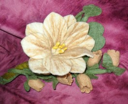 3 Bendable Stems Felted Flower Bouquet 18&quot; Handmade - £14.60 GBP