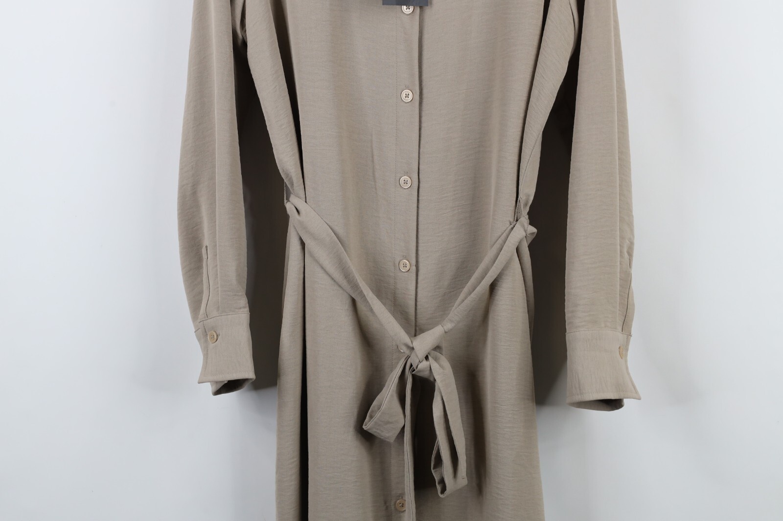 Deadstock Vintage Y2K DKNY Womens 10 Long Sleeve Knit Tie Dress Khaki Brown Item image 3