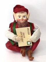 Vintage Oriental Trading Company Christmas Elf Sitting w/ Letter to Santa - £13.59 GBP