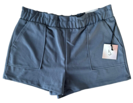 Happily Grey Women&#39;s Paperbag Trouser Short w/ Pockets Size L Navy Blue - £13.22 GBP