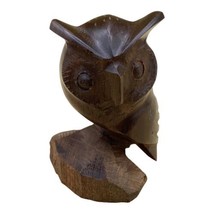 Ironwood Owl Small Hand Carved 3” Tall Vintage Big Eyes - $17.81