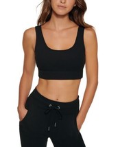 Calvin Klein Womens Thermal Scoop Neck Low Impact Sports Bra, Large, Black - $40.50