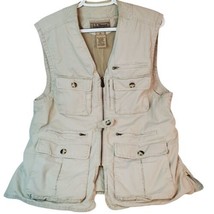 LL Bean Vest Adult Large Beige Full Zip Hunting Fishing Utility Pockets Mesh Men - £27.03 GBP