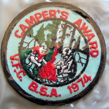 BOY SCOUT 1974 CAMPERS AWARD, VALLEY FORGE COUNCIL PATCH  - £5.46 GBP