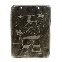 Inuit First Nation Engraved Soapstone Hunting Hanging Plaque Signed Dimu... - $21.75