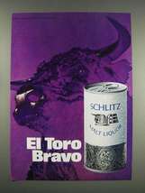 1970 Schlitz Malt Liquor Ad - El Toro Bravo - £14.54 GBP
