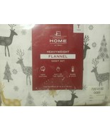 JCP Home Kids Heavyweight Flannel Sheet Set Reindeer Winter Twin  - £27.19 GBP
