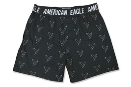 American Eagle Men&#39;s Black Eagle Outlines 4&quot; Soft Boxer Shorts, Small S 8457-7 - £15.78 GBP
