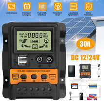 DC 12/24V 30A Solar Charge Controller Panel Battery Regulator Tracking Dual USB - £24.51 GBP