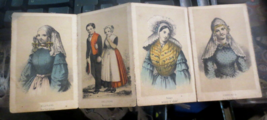4 1850 19th Century Holland Amsterdam hand painted Costume Cards - £73.40 GBP