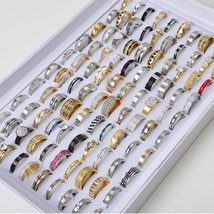 Wholesale 50pcs/Lots top quality stainless steel rings jewelry for mens women pa - £36.53 GBP