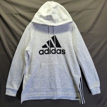 Adidas Woman White Big Logo pullover long sleeve hoodie Size L - £17.01 GBP