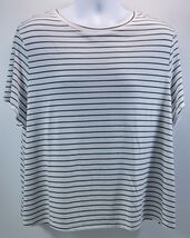 MT) Old Navy Active Woman Short Sleeve Shirt White Navy Blue Striped XXL - $146.91 MXN