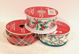 3 Rolls Christmas Wired Ribbon - £11.95 GBP