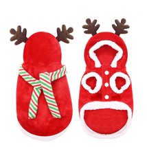 Dog Christmas Costume Warm Pet Dog Cat Clothes   Santa Red Scarf Hat  Head Cute  - £55.09 GBP