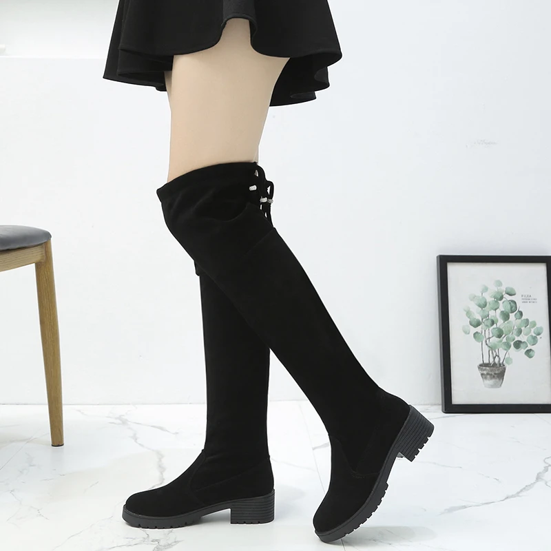  Over-the-Knee Chelsea Boots Women Mid Heels Shoes Casual Goth Long Boots  2024  - £181.70 GBP
