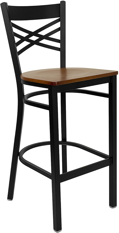 Black X Stool-Cherry Seat XU-6F8BXBK-BAR-CHYW-GG