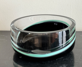 Vintage Archimede Seguso AV Modern Heavy Thick Decorative Black Clear Teal Bowl - £933.29 GBP