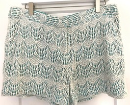 Loft Shorts 4&quot; Stretch Lace Teal Casual Lined with Pockets Size 10 - £17.20 GBP