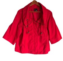 New Directions Jacket Red 3/4 Sleeve Zip Women’s Size L  Cropped Windbre... - $19.99
