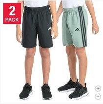 Adidas Boys Girls Shorts Black Green 2-Pack Active Elastic Waist Lightwe... - $825.68 MXN