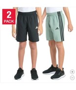Adidas Boys Girls Shorts Black Green 2-Pack Active Elastic Waist Lightwe... - $59.03 CAD