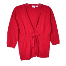 Kim Rogers Petite Women&#39;s Red Cardigan Size PXL Tie Waist - $17.73