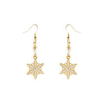 Pearl &amp; Enamel 18K Gold-Plated Snowflake Drop Earrings - £10.19 GBP