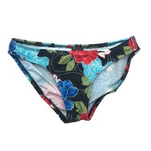 Daisy Fuentes Bikini Bottom Hipster Floral Black Blue Red 8 - £3.92 GBP