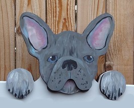 French Bulldog Dog Fence Peeker Peeper Garden Yard Art Party Decoration - £98.03 GBP