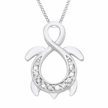 Avril Naissance 0.15Ct Coupe Ronde Moissanite Tortue Infini Pendentif 925 Argent - $179.97