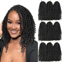 Trending Short Twist Braids Kinky Curly Crochet Hair Nature 8 Inch 1B 9 Bundles - £22.19 GBP