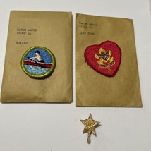 Vintage Boy Scouts Life Rank Rowing merit badge and star scout pin 1970s - $20.66