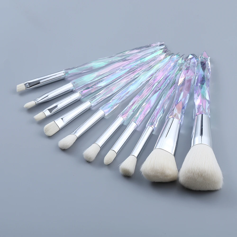 10pcs Crystal Makeup Brushes Set Eyelashes Eyebrow Eyeliner Eyeshadow Brochas Pe - £30.91 GBP